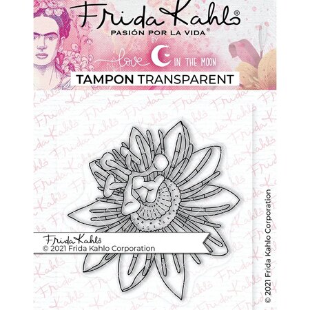 Tampon transparent - Fleur Passiflore 1 - 9 5 x 6 5 cm