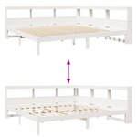 vidaXL Lit bibliothèque sans matelas blanc 200x200 cm bois pin massif