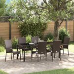 vidaXL Ensemble de salle à manger pour jardin 7 Pièces Marron Poly rotin