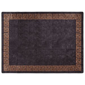 vidaXL Tapis lavable noir et doré 400x300 cm antidérapant