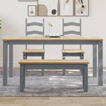 vidaXL Table à manger Panama gris 160x80x75 cm bois massif de pin