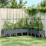 vidaXL Jardinière avec treillis gris 200x160x142 5 cm PP