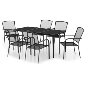 vidaXL Ensemble à manger de jardin 7 Pièces anthracite acier