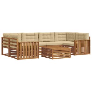vidaXL Ensemble de canapés d'extérieur 7 Pièces Naturel et Beige