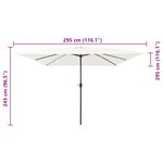 Parasol de jardin carré vidaXL 295x245 cm Blanc Sable