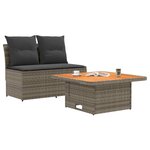 vidaXL 2 Pièce Canapé du milieu de jardin avec table relevable