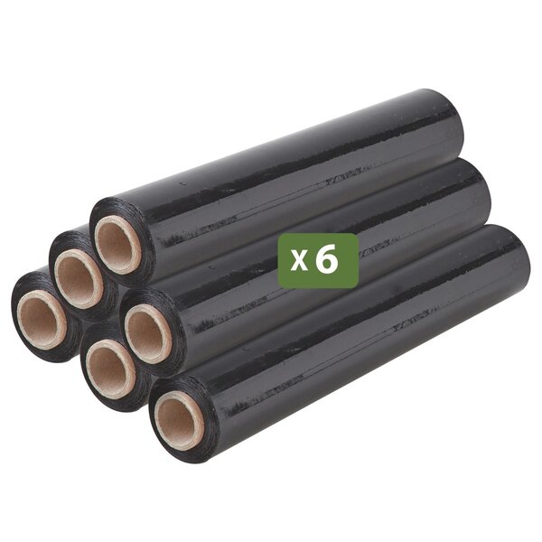 Pack and Move - Lot 6 rouleaux film étirable - 300 m - Noir - Film déménagement Film emballage Film palette Film protection