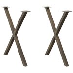 vidaXL Pieds de table à manger en forme de X  2 pièces  acier naturel  80 x (72-73) cm