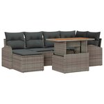 vidaXL Ensemble de canapé de jardin avec coussin 7 Pièces Gris