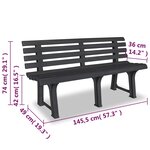 vidaXL Banc de jardin 145 5 cm plastique anthracite