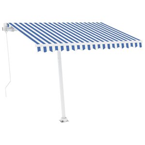 vidaXL Auvent manuel rétractable avec LED 300x250 cm Bleu et blanc
