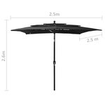 vidaXL Parasol de jardin à 3 niveaux avec mât en aluminium noir