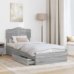 vidaXL Lit de Rangement Gris Sonoma 100 x 200 cm Bois d'ingénierie