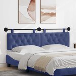 vidaXL Tête de lit suspendue Avec lumière LED Bleu police Velours