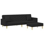 vidaXL Canapé-lit à 2 places et oreillers et repose-pied noir tissu