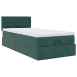 vidaXL Cadre de lit ottoman avec matelas vert foncé 90x200 cm velours