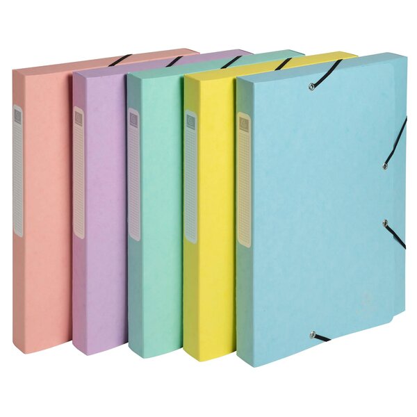 Boite De Classement Cartobox Livrée À Plat Dos 25mm Carte Lustrée Aquarel - A4 - Couleurs Assorties - Exacompta