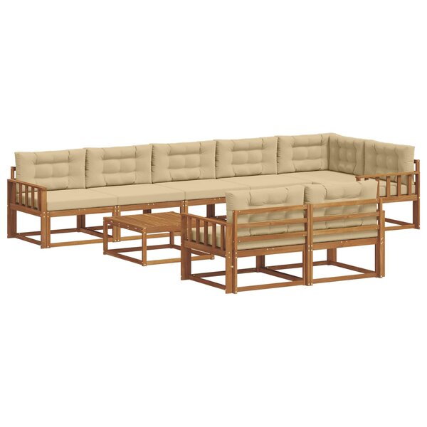 vidaXL Ensemble de canapés d'extérieur 9 Pièces Naturel et Beige