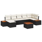 vidaXL Ensemble de canapé de jardin avec coussin 8 Pièces Noir Poly rotin