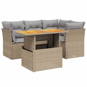 vidaXL Salon de jardin avec coussins 5 Pièces beige résine tressée
