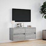 vidaXL Meuble TV mural avec lumières LED sonoma gris 100x31x45 cm