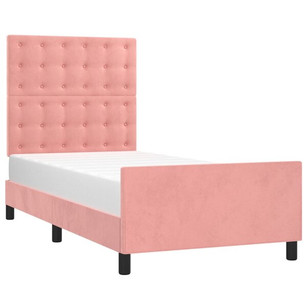 vidaXL Cadre de lit avec tête de lit Rose 80x200 cm Velours