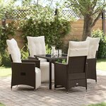 vidaXL Ensemble de salle à manger pour jardin 5 Pièces Marron Poly rotin