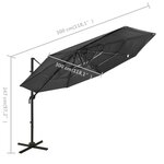 vidaXL Parasol de jardin à 4 niveaux avec mât en aluminium anthracite