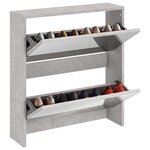 vidaXL Armoire à chaussures et miroir 2 niveaux Gris béton 63x17x67 cm