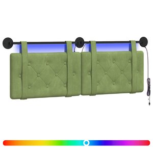 vidaXL Tête de lit suspendue Avec lumière LED Vert clair Velours