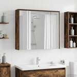 vidaXL Armoire Miroir de Salle de Bain Chêne fumé 73 5 x 16 x 62 5 cm