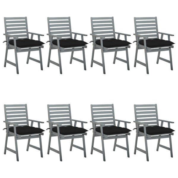 vidaXL Chaises à manger d'extérieur et coussins lot de 8 Acacia massif