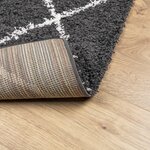vidaXL Tapis shaggy à poils longs moderne noir et crème 120x120 cm