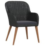 vidaXL Ensemble à manger de jardin avec coussins 7 Pièces Noir