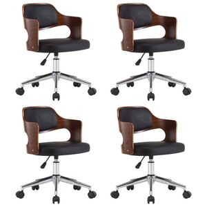 vidaXL Chaises pivotantes à manger lot de 4 bois courbé et similicuir