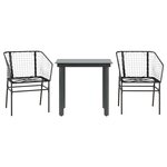 vidaXL Ensemble à manger de jardin 3 Pièces noir résine tressée verre