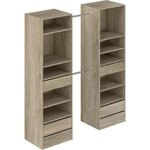 Kit dressing 2 colonnes + 2 penderies + 6 tiroirs - chêne clair - 177 x 48 200 2 cm - COMBI