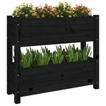 vidaXL Jardinière Noir 77x25x66 cm Bois massif de pin