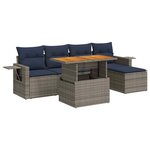 vidaXL Salon de jardin 6 Pièces avec coussins gris résine tressée