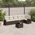 vidaXL Salon de jardin avec coussins 7 Pièces marron résine tressée