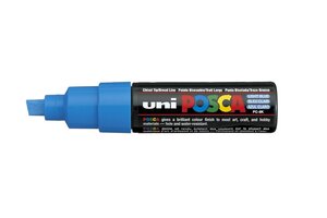 Marqueur pointe large biseautée posca pc8k 8mm bleu clair x 6 posca