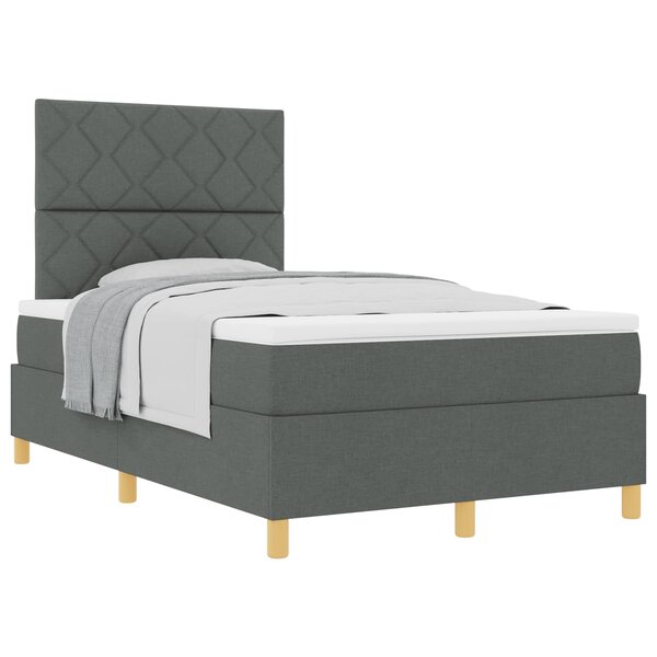 vidaXL Lit à ressorts avec matelas Gris foncé 120 x 190 cm tissu