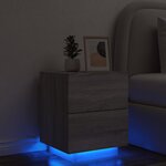 vidaXL Armoire de chevet et lumières LED sonoma gris bois d'ingénierie
