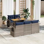 vidaXL Salon de jardin 6 Pièces avec coussins gris résine tressée
