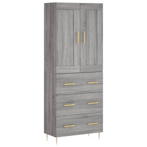 vidaXL Buffet haut Sonoma gris 69 5x34x180 cm Bois d'ingénierie