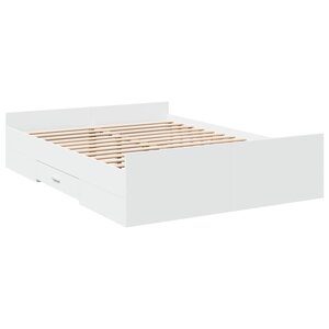 vidaXL Cadre de lit avec tiroirs blanc 120x200 cm bois d'ingénierie
