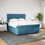 vidaXL Sommier à lattes de lit et matelas Bleu 200x200 cm velours