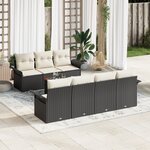 vidaXL Canapés de jardin 8 pièces avec coussins noir en poly rattan