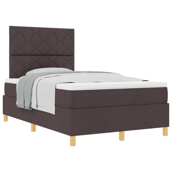 vidaXL Lit à ressorts avec matelas Marron foncé 120 x 190 cm tissu