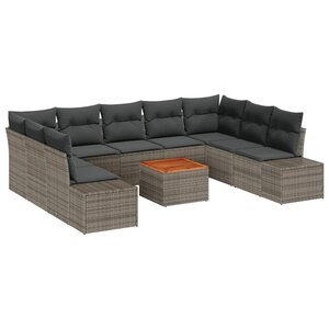 vidaXL Ensemble de canapé de jardin avec stockage 10 Pièces Gris